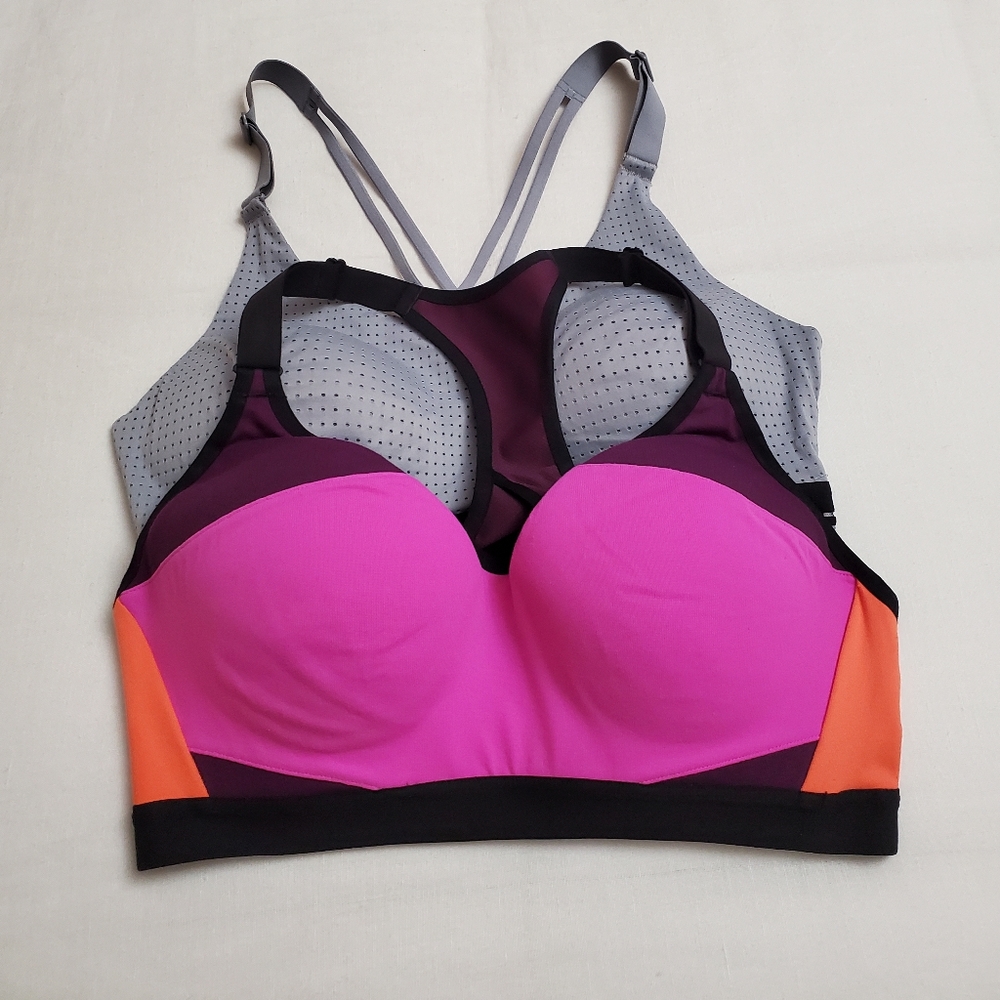 Victoria's Secret Set Of 2 Sports Bra's Size 34C Athleisure Gym Wear Colorful